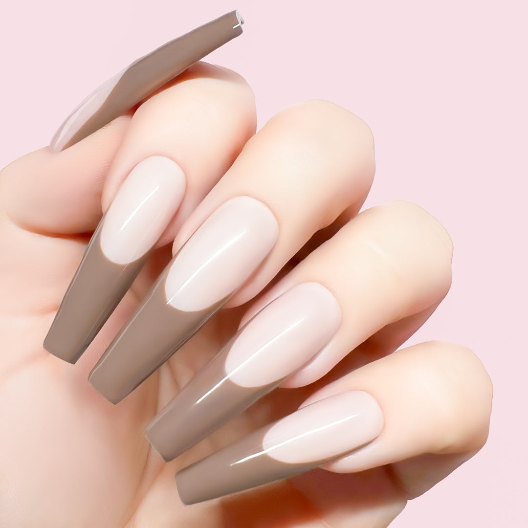 Oh My Gaudi gel art bottle aapplied to nail extensions